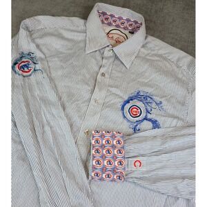 Robert Graham Shirt Mens XXL MLB Chicago Cubs Licensed Baseball Flip Cuff Rare